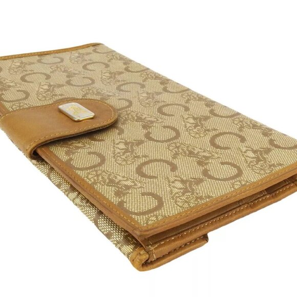 CELINE Long Wallet C Macadam Beige PVC ?~ Leather Authentic Used - Picture 2 of 9